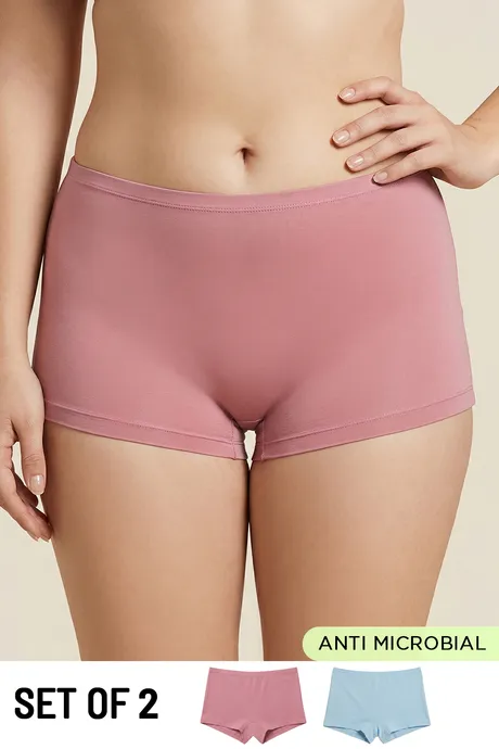 Buy Zivame Medium Rise Full Coverage Boyshort (Pack of 2) - Multicolor